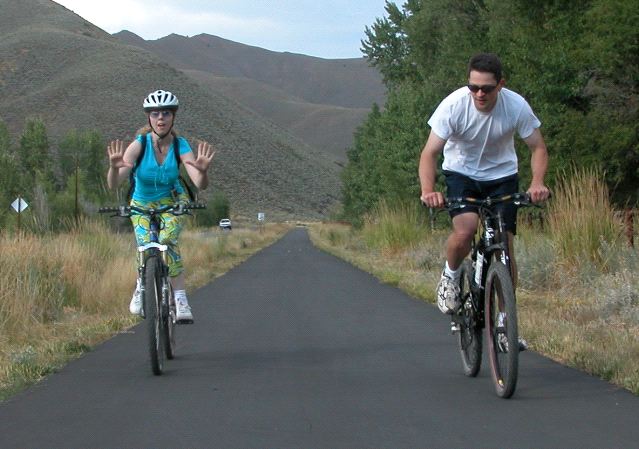 Marilyn and Chad on Bikes